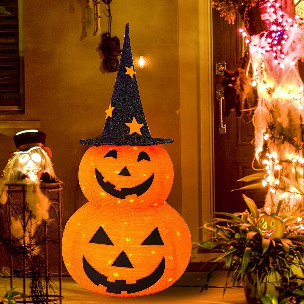 Halloween Pumpkin Decoration 3FT Pre Lit LED Light Up Jack o Lantern Yard Decor - Picture 7 of 7